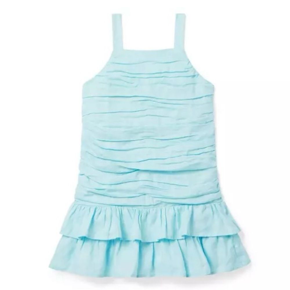 Janie and Jack baby blue linen ruched tank dress girls size‎ 14